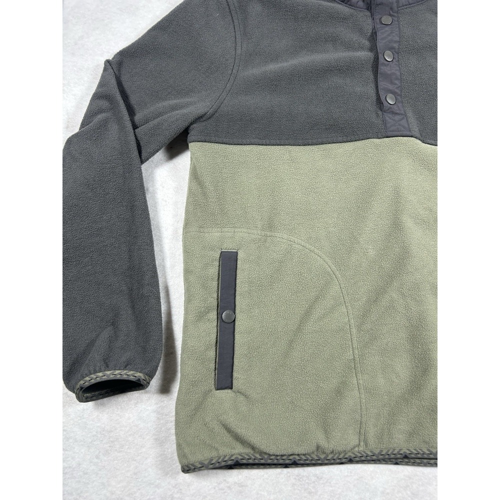 Faherty Fleece Pullover Mens Medium Grey Green Colorblock Quarter Snap Outdoor - Picture 5 of 10